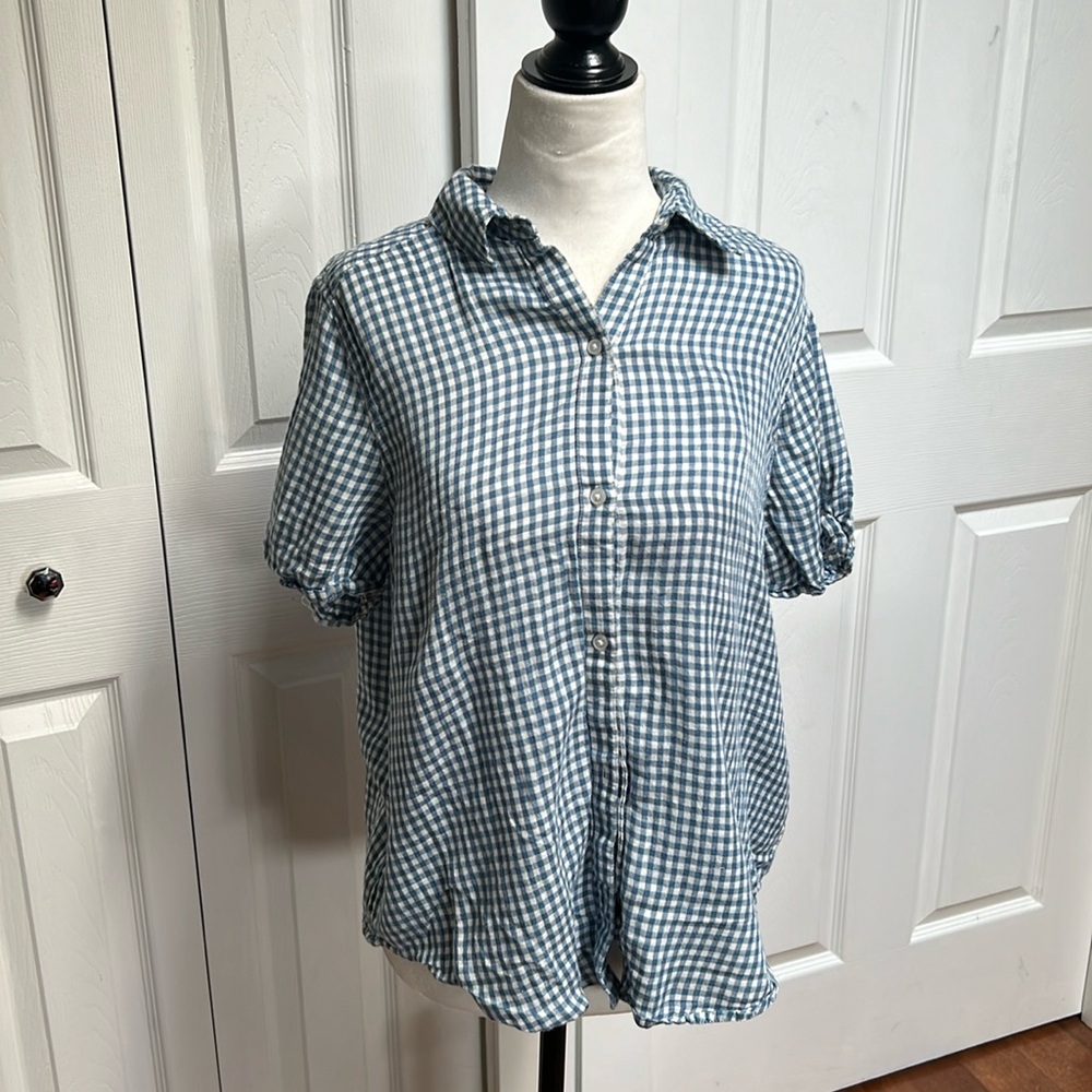 Lucky Brand Short Sleeve Checkered Button-Down Shirt, size L